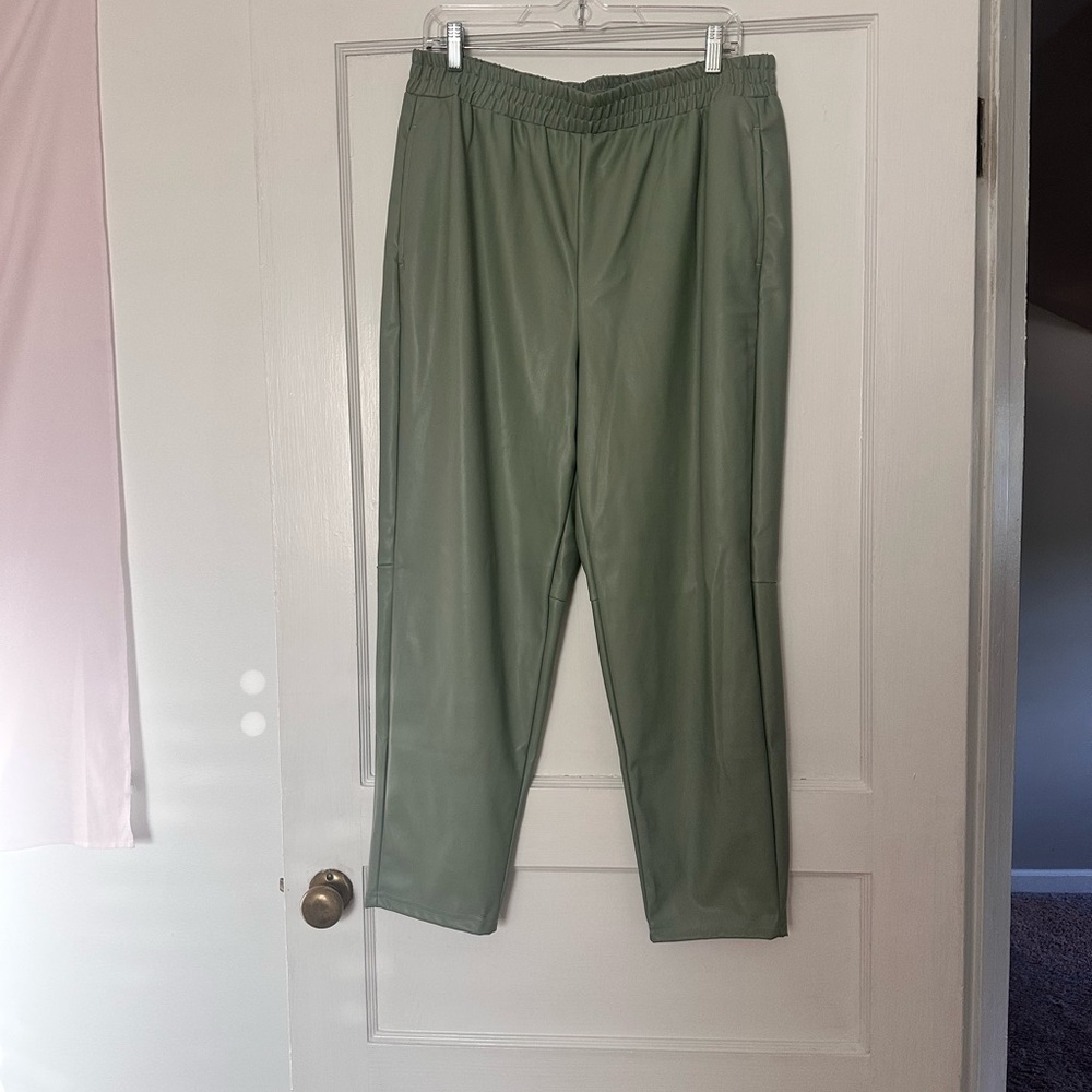 Fabletics Women’s Mint Green Faux Leather Joggers
